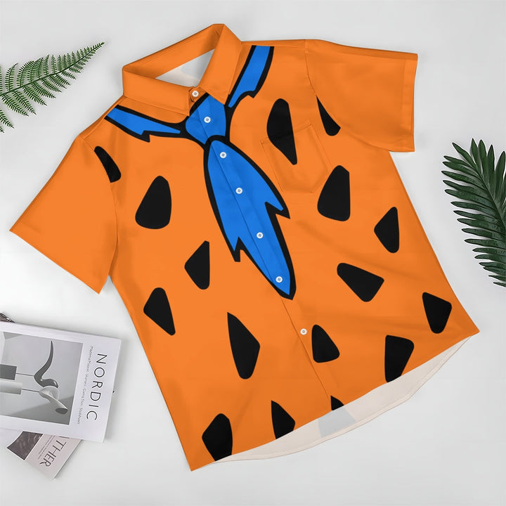 Men's Polka Dot Orange Casual Short Sleeve Shirt