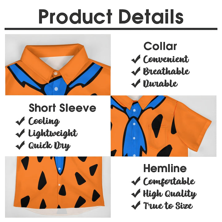 Men's Polka Dot Orange Casual Short Sleeve Shirt