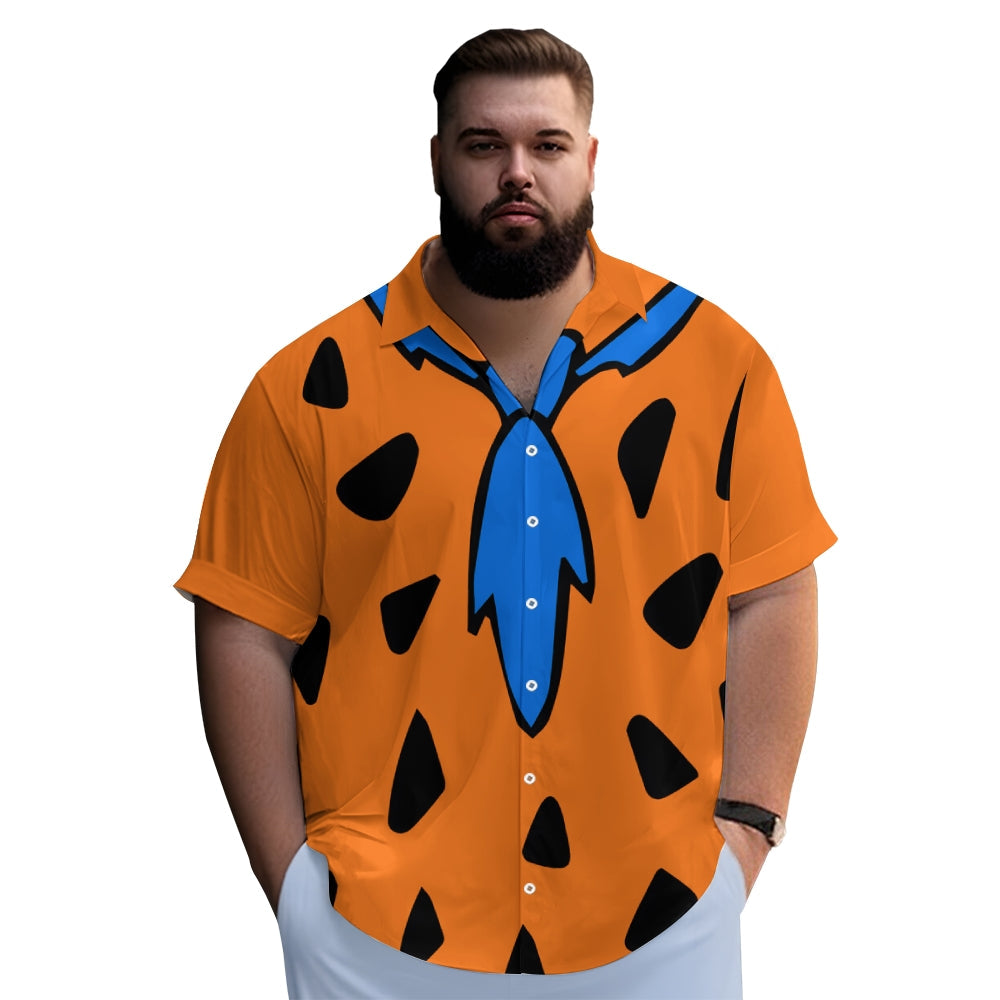 Men's Polka Dot Orange Casual Short Sleeve Shirt