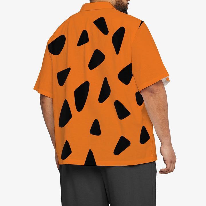 Men's Polka Dot Orange Casual Short Sleeve Shirt